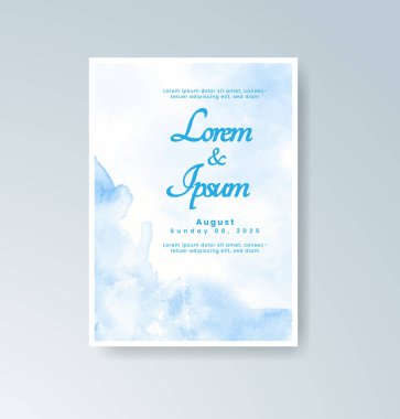 Soyut suluboya arkaplan içeren düğün davetiyesi