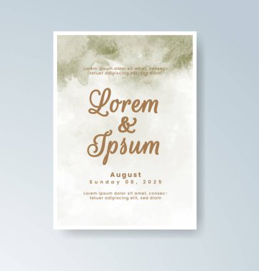 Soyut suluboya arkaplan içeren düğün davetiyesi
