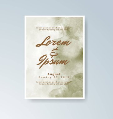 Soyut suluboya arkaplan içeren düğün davetiyesi