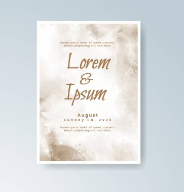 Soyut suluboya arkaplan içeren düğün davetiyesi