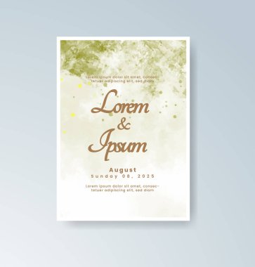 Soyut suluboya arkaplan içeren düğün davetiyesi
