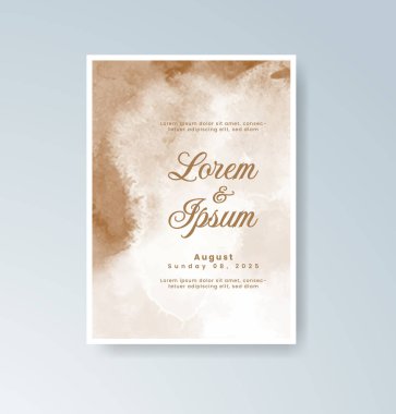 Soyut suluboya arkaplan içeren düğün davetiyesi