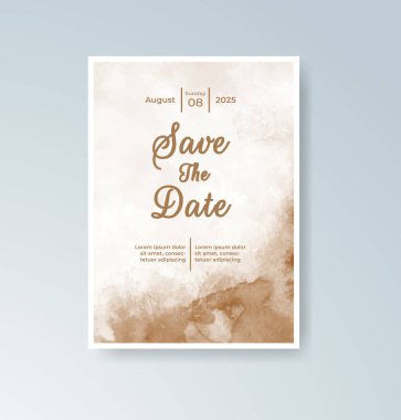 Soyut suluboya arkaplan içeren düğün davetiyesi