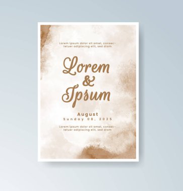 Soyut suluboya arkaplan içeren düğün davetiyesi