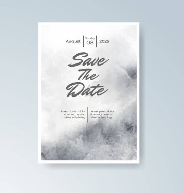 Soyut suluboya arkaplan içeren düğün davetiyesi