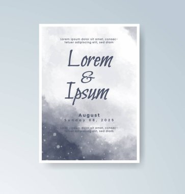 Soyut suluboya arkaplan içeren düğün davetiyesi