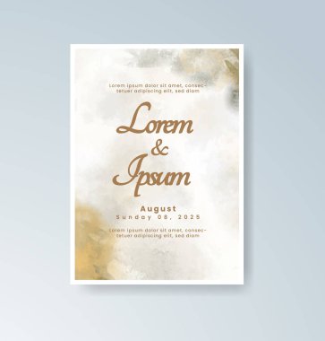 Soyut suluboya arkaplan içeren düğün davetiyesi