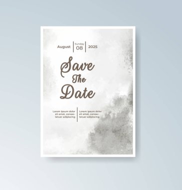 Soyut suluboya arkaplan içeren düğün davetiyesi