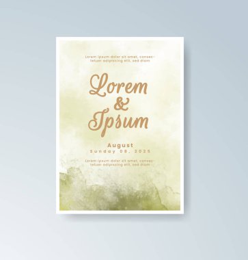 Soyut suluboya arkaplan içeren düğün davetiyesi