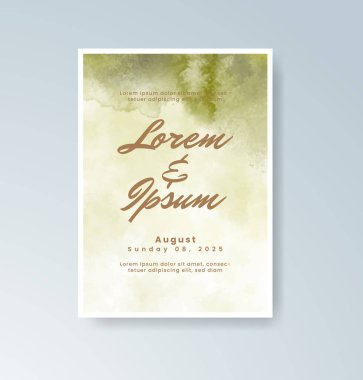 Soyut suluboya arkaplan içeren düğün davetiyesi