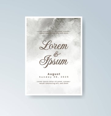 Soyut suluboya arkaplan içeren düğün davetiyesi