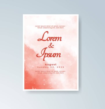 Soyut suluboya arkaplan içeren düğün davetiyesi