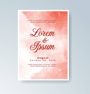 Soyut suluboya arkaplan içeren düğün davetiyesi