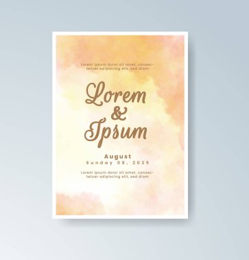 Soyut suluboya arkaplan içeren düğün davetiyesi