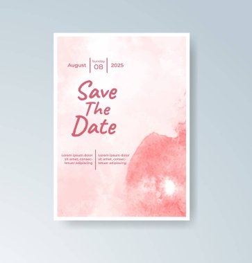 Soyut suluboya arkaplan içeren düğün davetiyesi