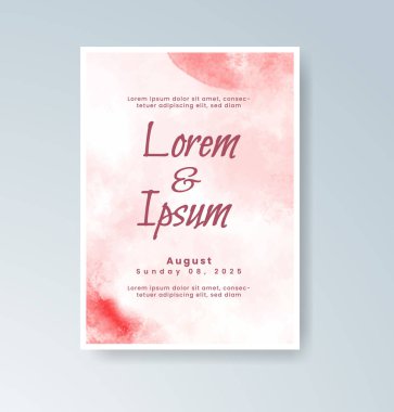 Soyut suluboya arkaplan içeren düğün davetiyesi