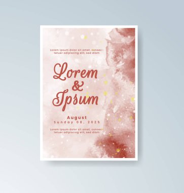 Soyut suluboya arkaplan içeren düğün davetiyesi