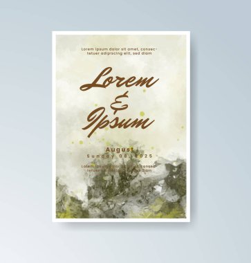 Soyut suluboya arkaplan içeren düğün davetiyesi