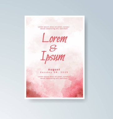 Soyut suluboya arkaplan içeren düğün davetiyesi