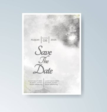 Soyut suluboya arkaplan içeren düğün davetiyesi