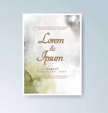 Soyut suluboya arkaplan içeren düğün davetiyesi