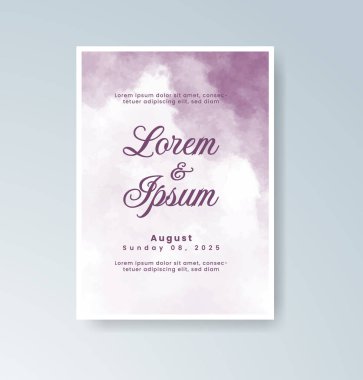 Soyut suluboya arkaplan içeren düğün davetiyesi