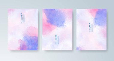Parlak renkli vektör suluboya arkaplanlı kartlar. Randevunuz, kartpostalınız, afişiniz için tasarım.