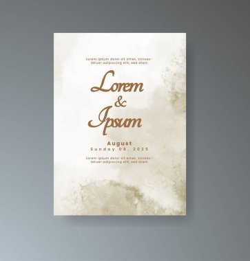 Soyut suluboya arkaplan içeren düğün davetiyesi