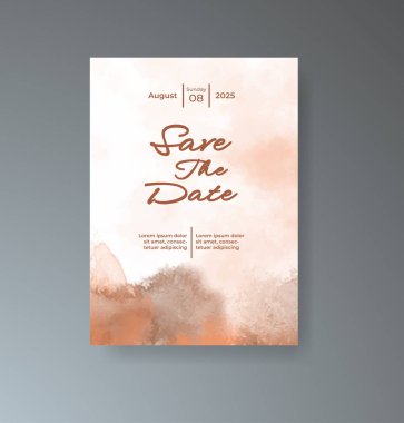 Soyut suluboya arkaplan içeren düğün davetiyesi