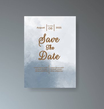 Soyut suluboya arkaplan içeren düğün davetiyesi