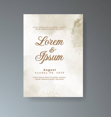 Soyut suluboya arkaplan içeren düğün davetiyesi