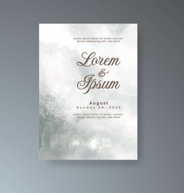 Soyut suluboya arkaplan içeren düğün davetiyesi