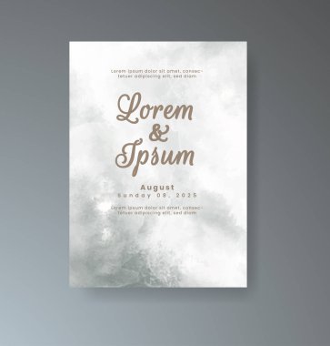 Soyut suluboya arkaplan içeren düğün davetiyesi