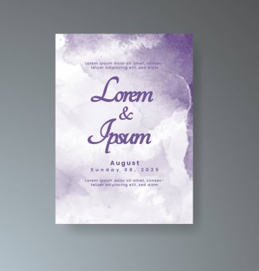 Soyut suluboya arkaplan içeren düğün davetiyesi