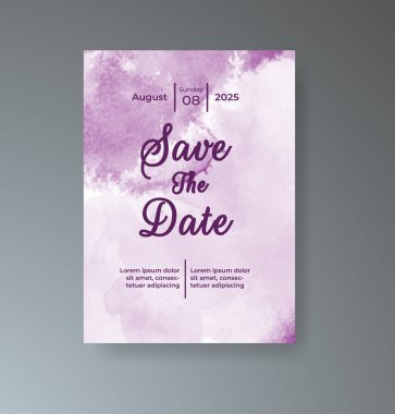 Soyut suluboya arkaplan içeren düğün davetiyesi