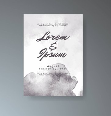 Soyut suluboya arkaplan içeren düğün davetiyesi