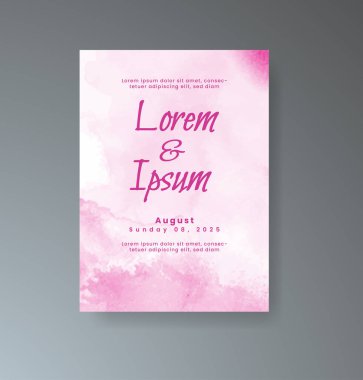 Soyut suluboya arkaplan içeren düğün davetiyesi