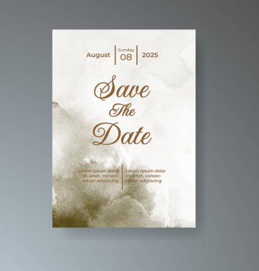 Soyut suluboya arkaplan içeren düğün davetiyesi