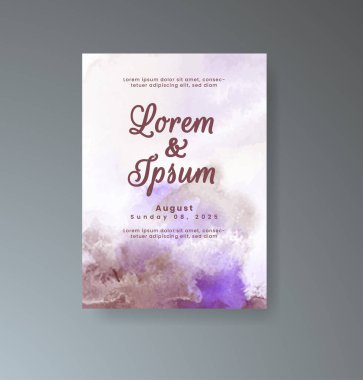 Soyut suluboya arkaplan içeren düğün davetiyesi