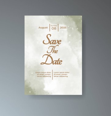 Soyut suluboya arkaplan içeren düğün davetiyesi