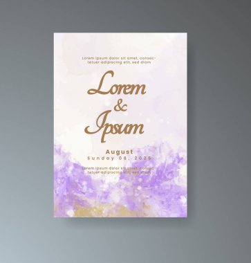 Soyut suluboya arkaplan içeren düğün davetiyesi