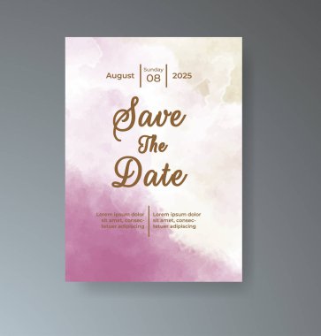 Soyut suluboya arkaplan içeren düğün davetiyesi