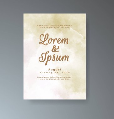 Soyut suluboya arkaplan içeren düğün davetiyesi