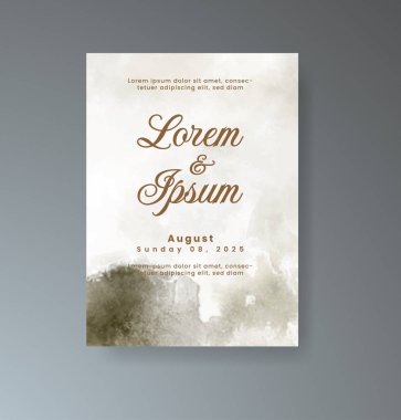 Soyut suluboya arkaplan içeren düğün davetiyesi