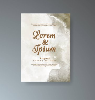 Soyut suluboya arkaplan içeren düğün davetiyesi