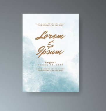 Soyut suluboya arkaplan içeren düğün davetiyesi