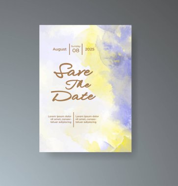 Soyut suluboya arkaplan içeren düğün davetiyesi