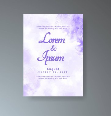 Soyut suluboya arkaplan içeren düğün davetiyesi