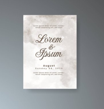 Soyut suluboya arkaplan içeren düğün davetiyesi