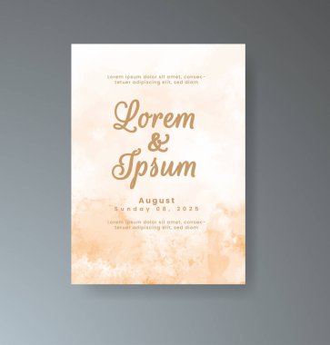 Soyut suluboya arkaplan içeren düğün davetiyesi